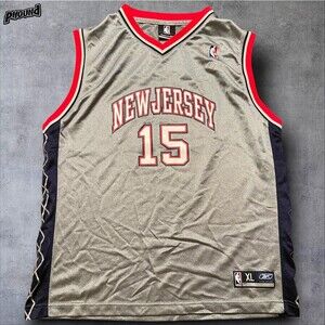 New Jersey Nets Jersey Youth XL Gray NBA Basketball Reebok #15 Sleeveless